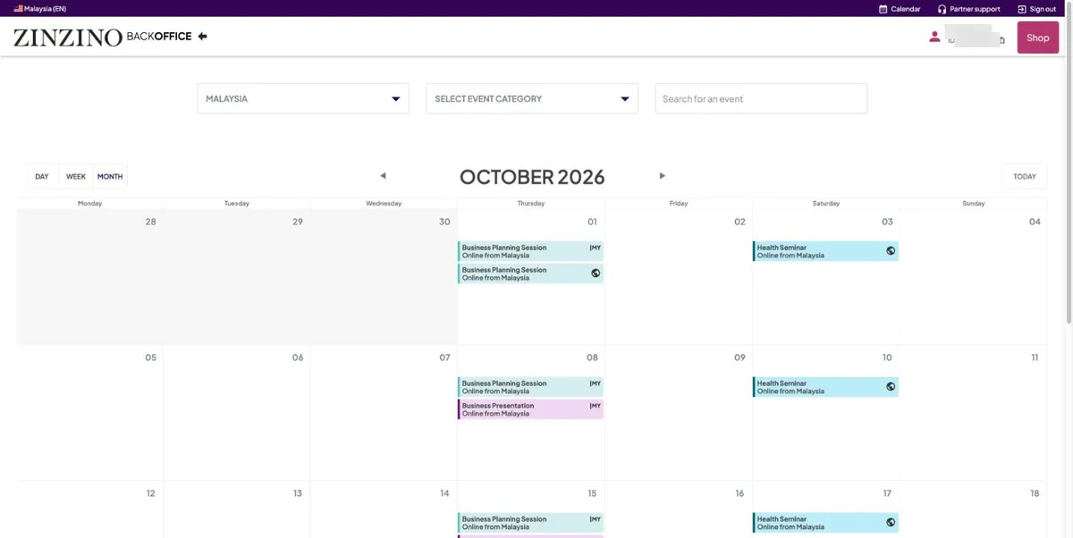 Event calendar