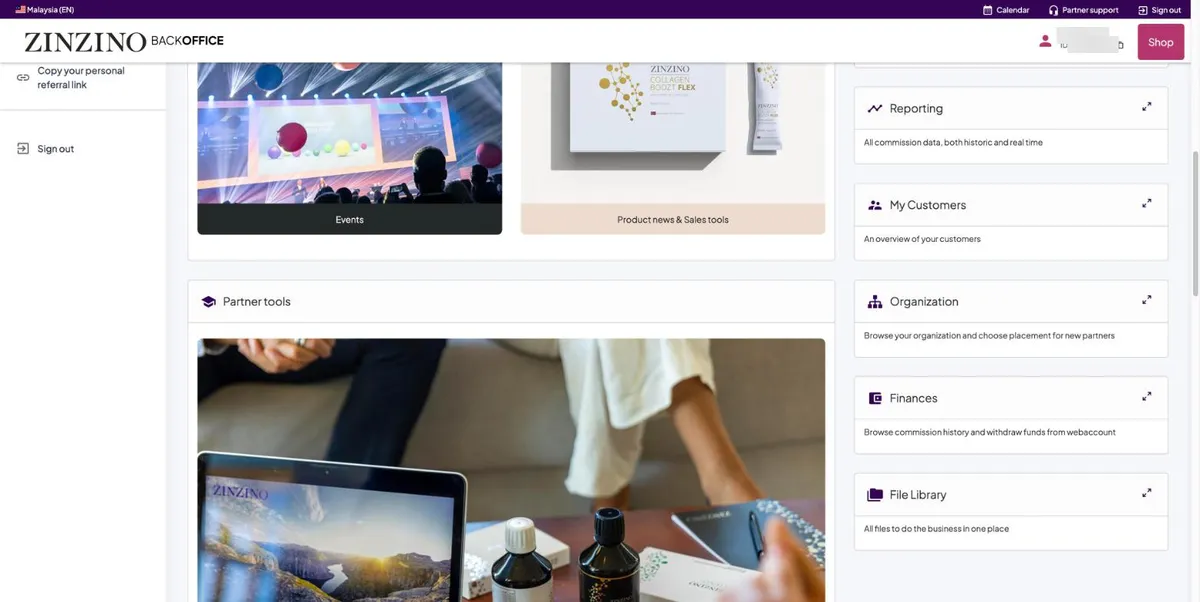 Copy your personal referral link in the left menu