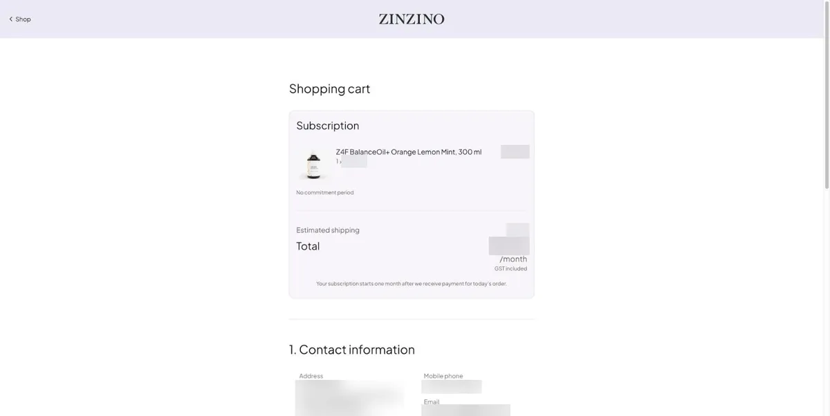 Checkout with the kit under Subscription